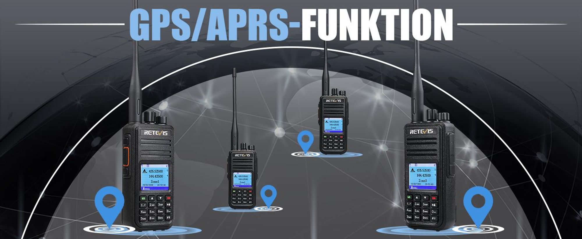 Retevis RT3S DMR Funkgeräte 6 STK, GPS Dualband Amateurfunk, 3000 Kanäle DTMF Aufnahmefunktion, Kompatibel mit MOTOTRBO TierⅠ& Ⅱ für Funkamateure