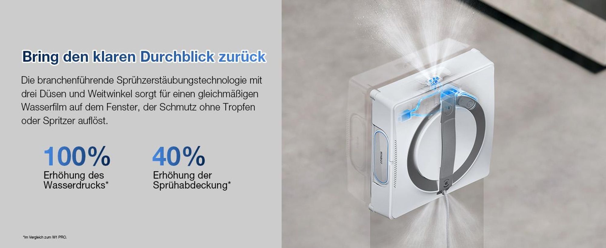 ECOVACS WINBOT ‎W2 PRO Omni Fensterputzroboter mit 6-in-1 Multifunktionsstation,Aufladen im Betrieb, 3-Düsen-Sprühkopf, 12-Stufen-Schutz