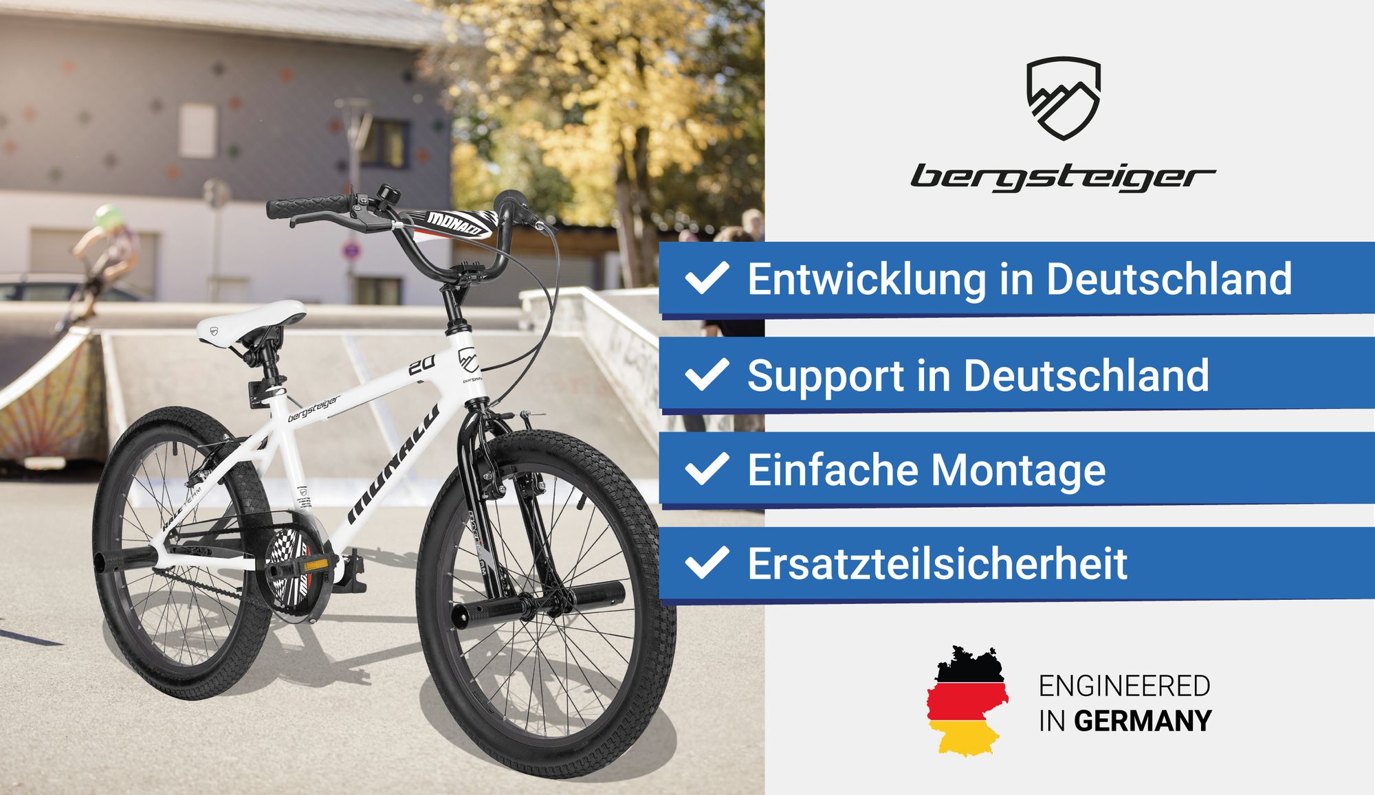 Bergsteiger Monaco 20 Zoll BMX, Kinderfahrrad, geeignet für 6, 7, 8, 9 Jahre, Freestyle, 4 Stahl Pegs, Kettenschutz, Freilauf