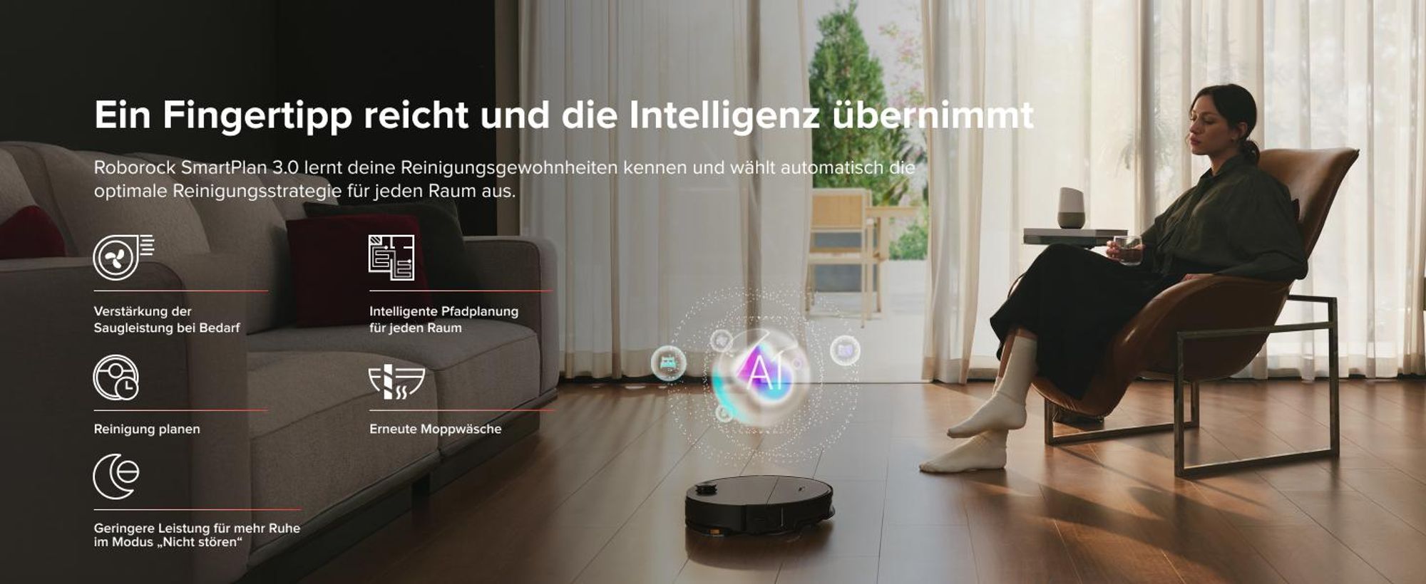 Roborock Saros 20 Sonic Staubsauger Roboter, 36.000 Pa Saugroboter mit Wischfunktion, Dual Anti-Tangle System, 7,98cm Ultra-Slim Design (Schwarz)