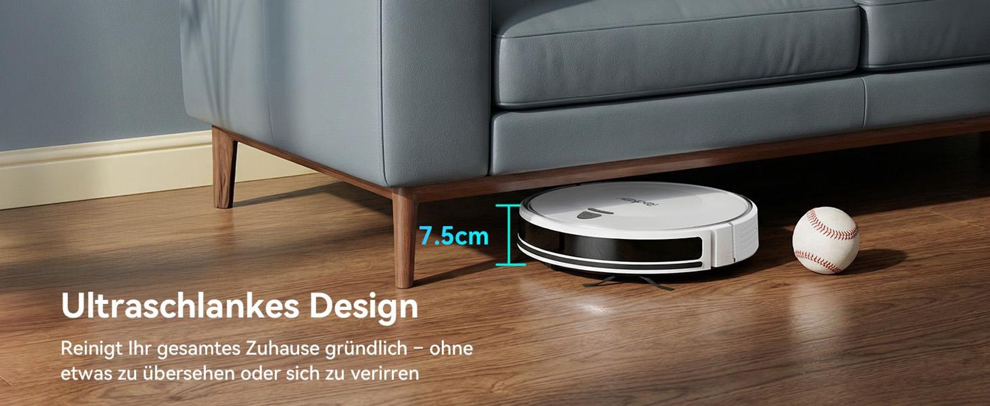 Staubsauger Roboter 10000Pa-Redkey E6 - Ultradünn & Leise, 150 Min Laufzeit, Ideal für Teppiche, Tierhaare und Hartböden, mit WiFi/Alexa/App-Steuerung