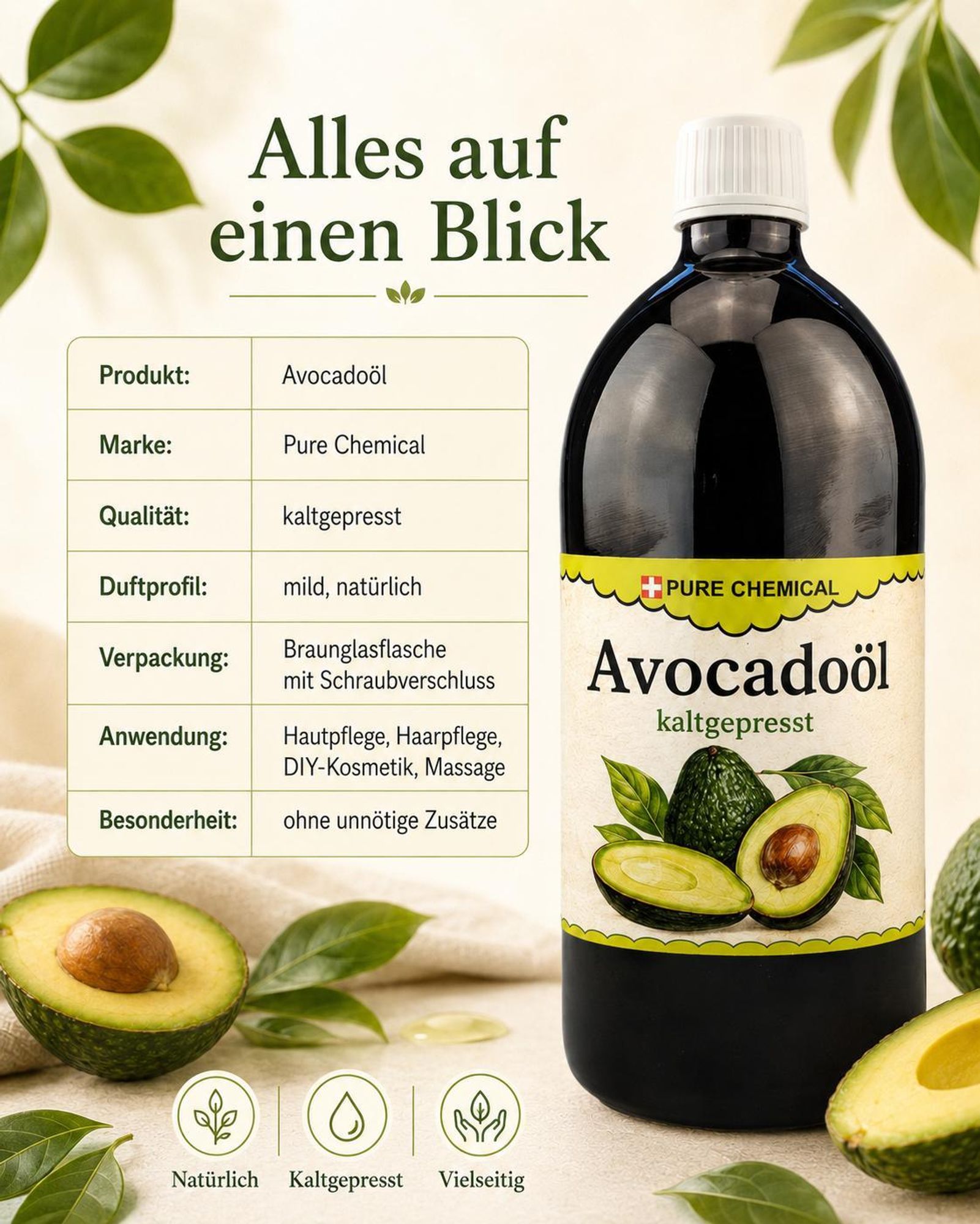PURE CHEMICAL | Avocadoöl 100%, , 0,5L