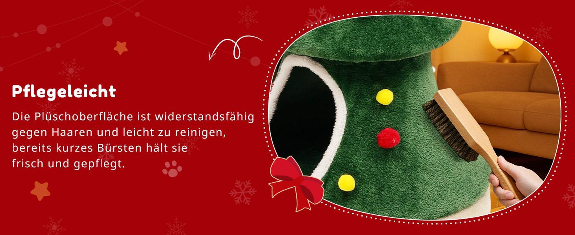 COMHOMA Kratzbaum im Weihnachtsbaum-Design 123cm, Stabiler Katzenbaum Katzenturm mit Kratzsäulen, mehrstöckiges Katzenhaus mit Plattformen & Spielball