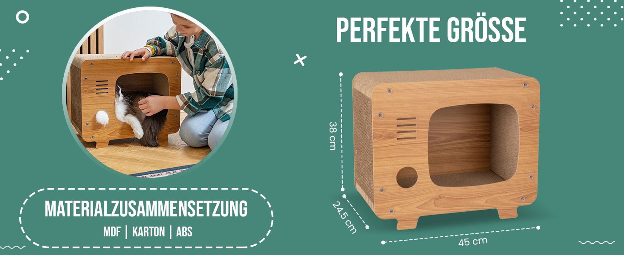 Petsona Kratzbrett Für Katzen Natürlicher Katzenkratzer Spielplatz Kratzpappe & Kratzteppich Für Katze Katzenspielzeug Selbstbeschäftigung, Natürlich