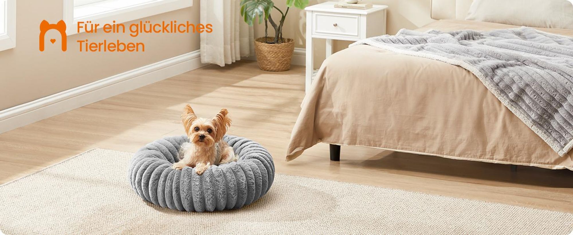 Feandrea Hundebett, kleines Katzenbett, 50 cm Hundekörbchen, Hundekissen waschbar