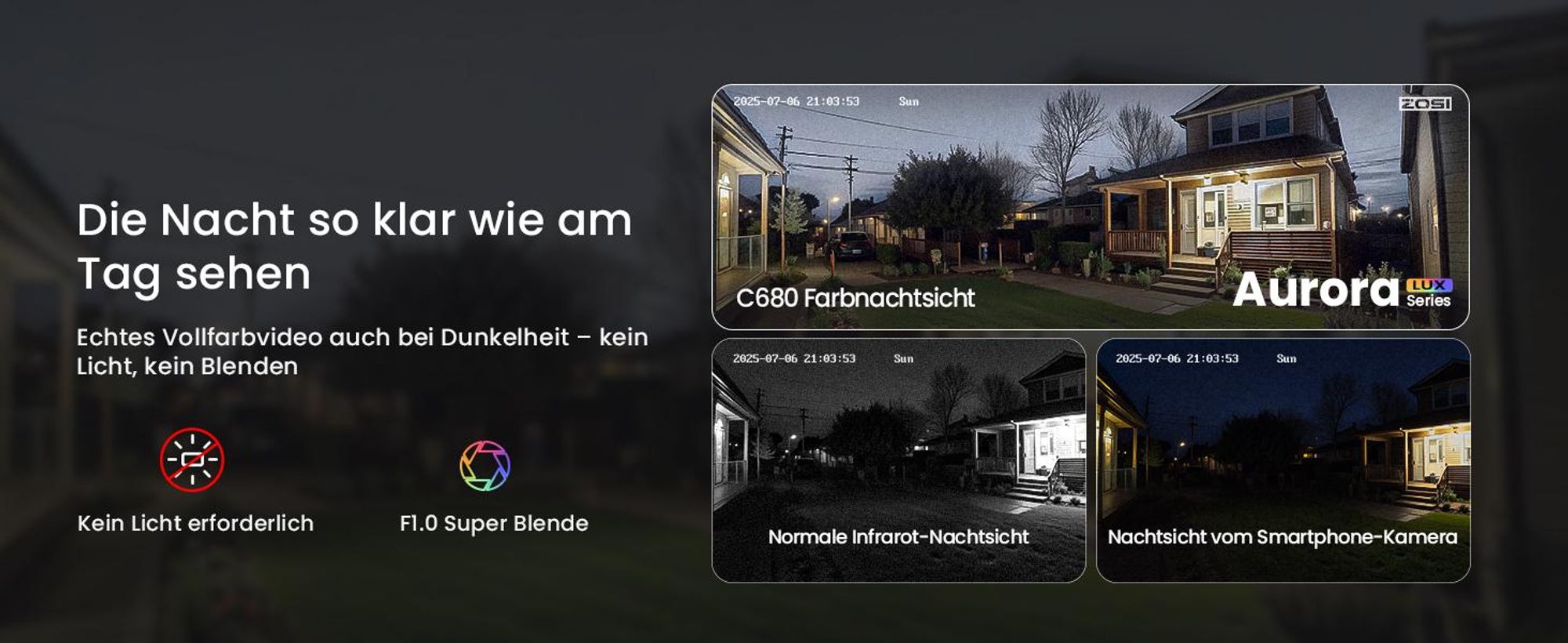 ZOSI C680 2K Fenster Überwachungskamera mit Vollfarb-Nachtsicht, 3MP 2,4/5 GHz WLAN Innenkamera mit KI-Erkennung, Cloud/Karte-Speicher, Plug-in Strom