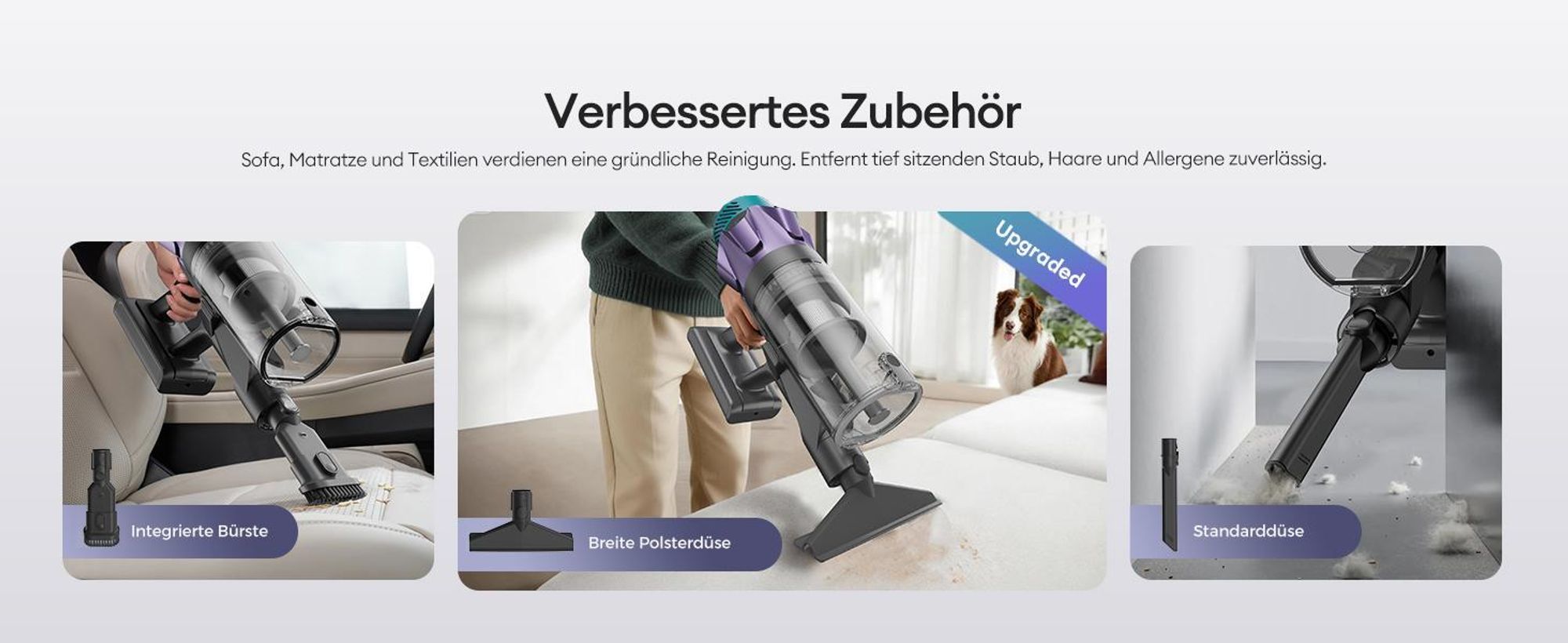 Aspirapolvere senza fili Ultenic UP18, 76000Pa/600W/fino a 80 min di autonomia con filtro HEPA a 6 strati, adatto agli animali domestici, per tappeti e pavimenti duri