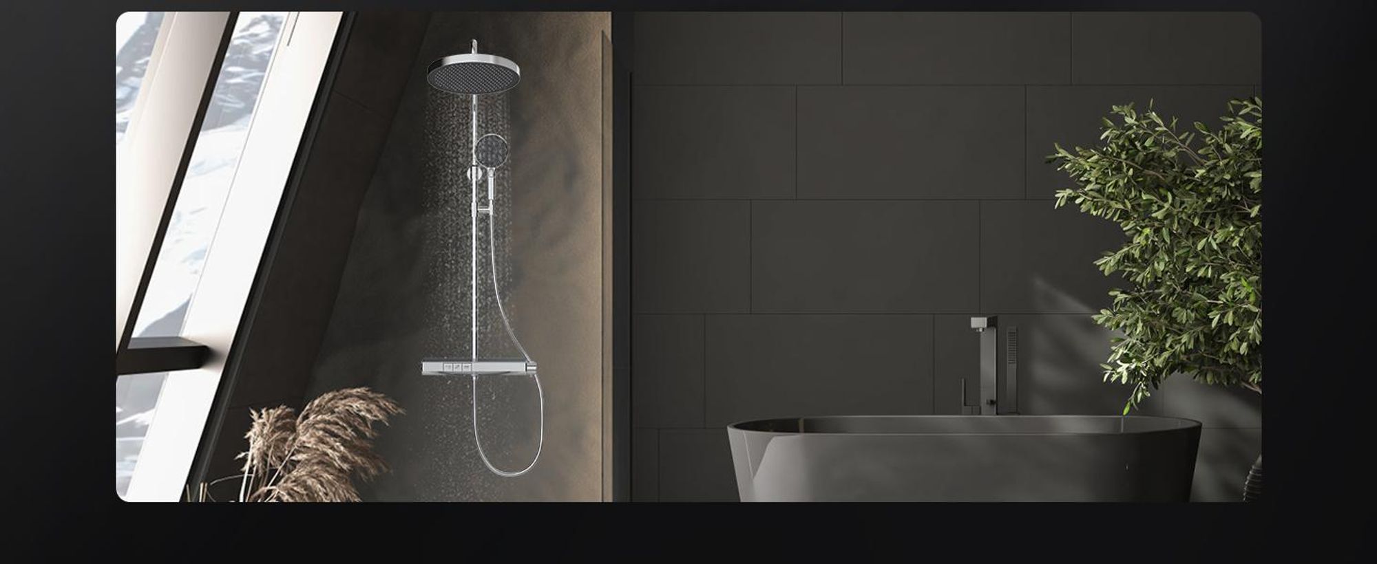 EMKE Duschsystem mit Thermostat – Edelstahl Duscharmatur-Set, 3-Strahlarten Handbrause, Rund Regendusche, Bad- & Duscharmaturen, Chrom F22
