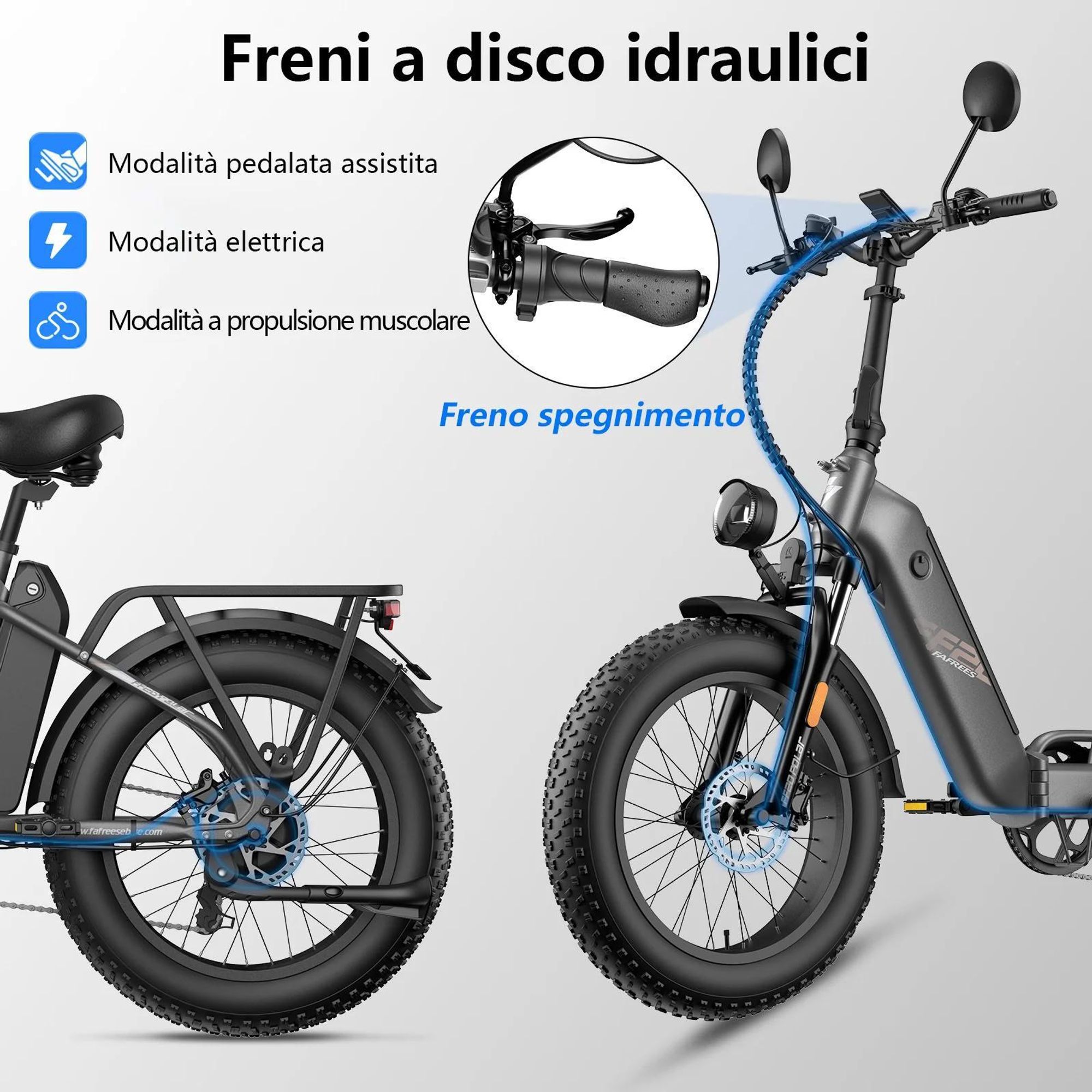 Bicicletta Elettrica FAFREES FF20 Polar - Batteria 48V12*2AH 20 Pollici Pneumatico Freno A Disco Idraulico - Grigio Blu