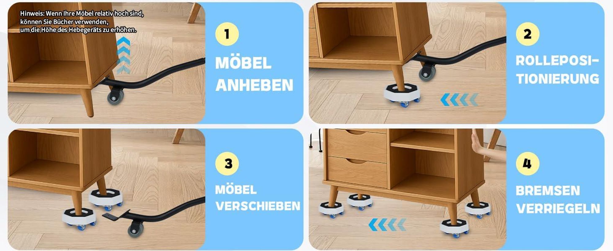 Möbelheber, Möbelroller, Möbelhund, Transporthilfe Möbelrücker, Möbeltransport, 360°Transportroller, für Umzugshelfer Schweres Heben