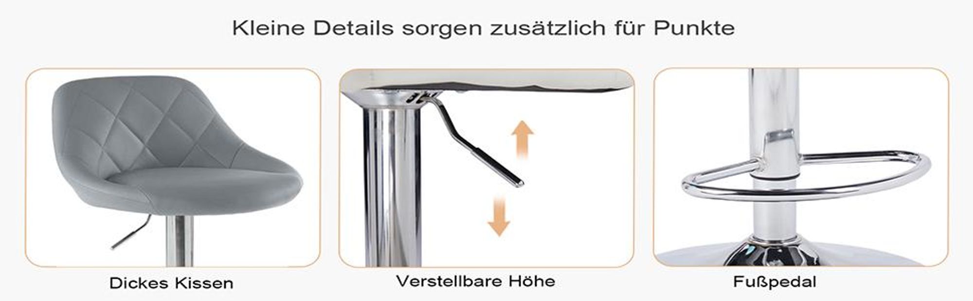 FCH 2er Set Barhocker Barstuhl 360° Drehstuhl Höhenverstellbar Tresenhocker Küchenhocker, Weiß