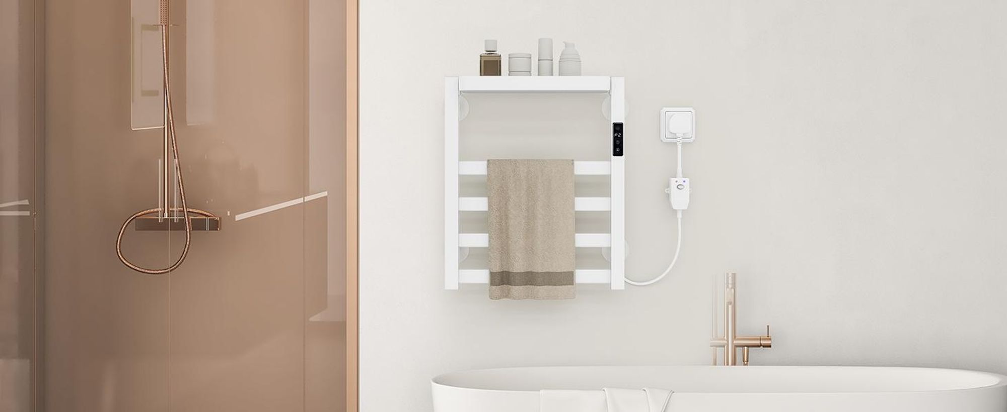 Puluomis Heizkörper Elektrisch Badheizkörper mit Timing Thermostat, Handtuchtrockner  Handtuchwärmer 395 x 470mm Badheizkörper Handtuchhalter 72W Weiß