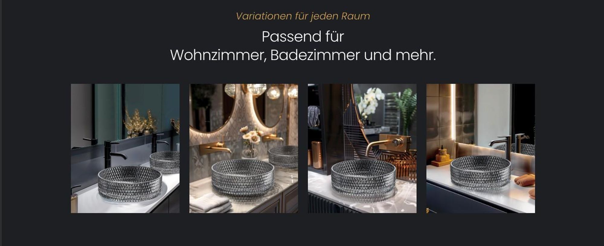 EMKE Aufsatzwaschbecken Rundes Glas– Transparentes Grau 36 x 36 x 11,2 cm Hochwertiges Design-Waschbecken für Badezimmer & Gäste-WC Waschschale