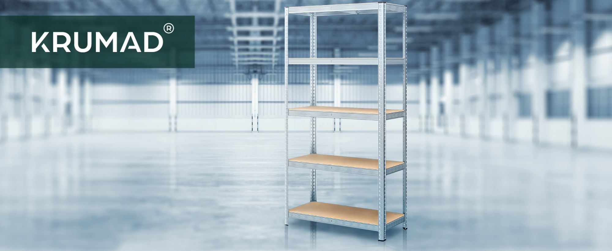 KRUMAD Schwerlastregal 180x90x40 cm 5 MDF Böden 875 kg Tragkraft Regal Metall für Garage Keller Werkstatt Lagerregal ohne Schrauben Höhenverste
