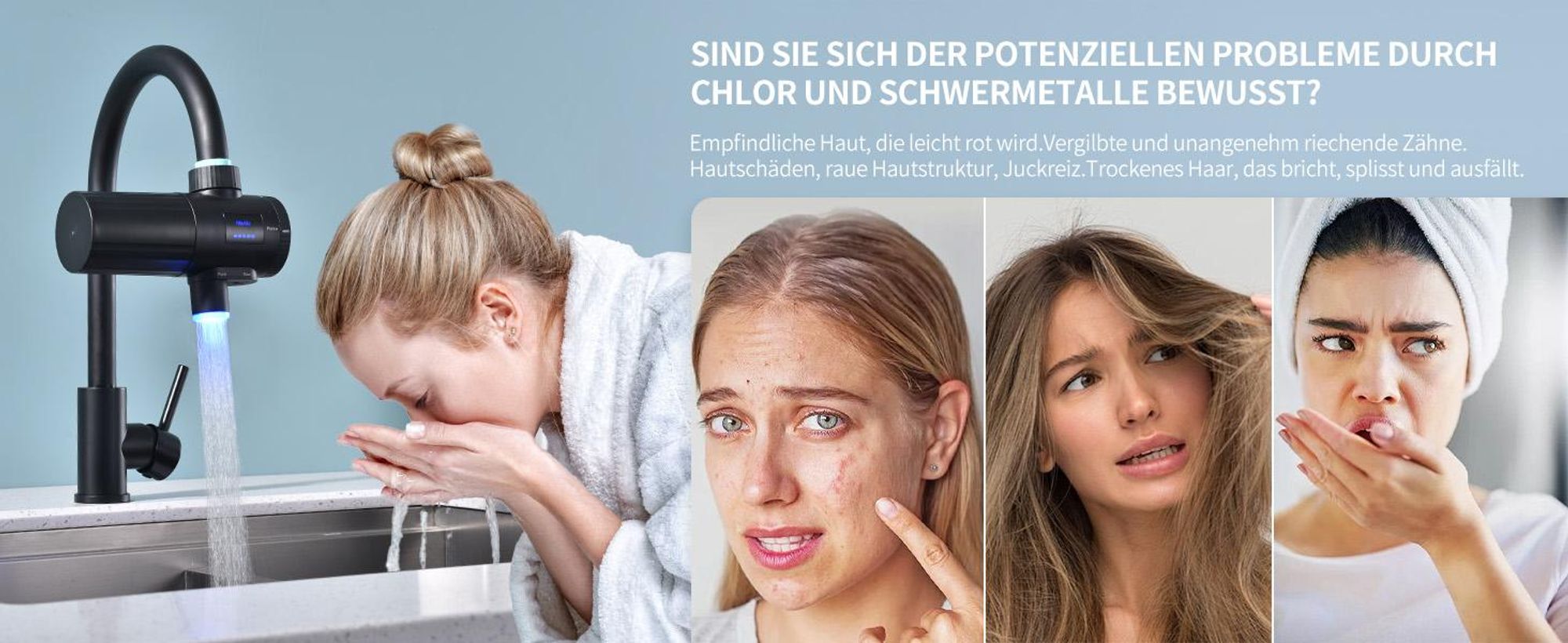 Homelody Wasserfilter für Wasserhahn,99% Chlorentfernung aus Leitungswasser,Blei-Filterung，Chloraminen und organischen Stoffen,Filter für Armatur