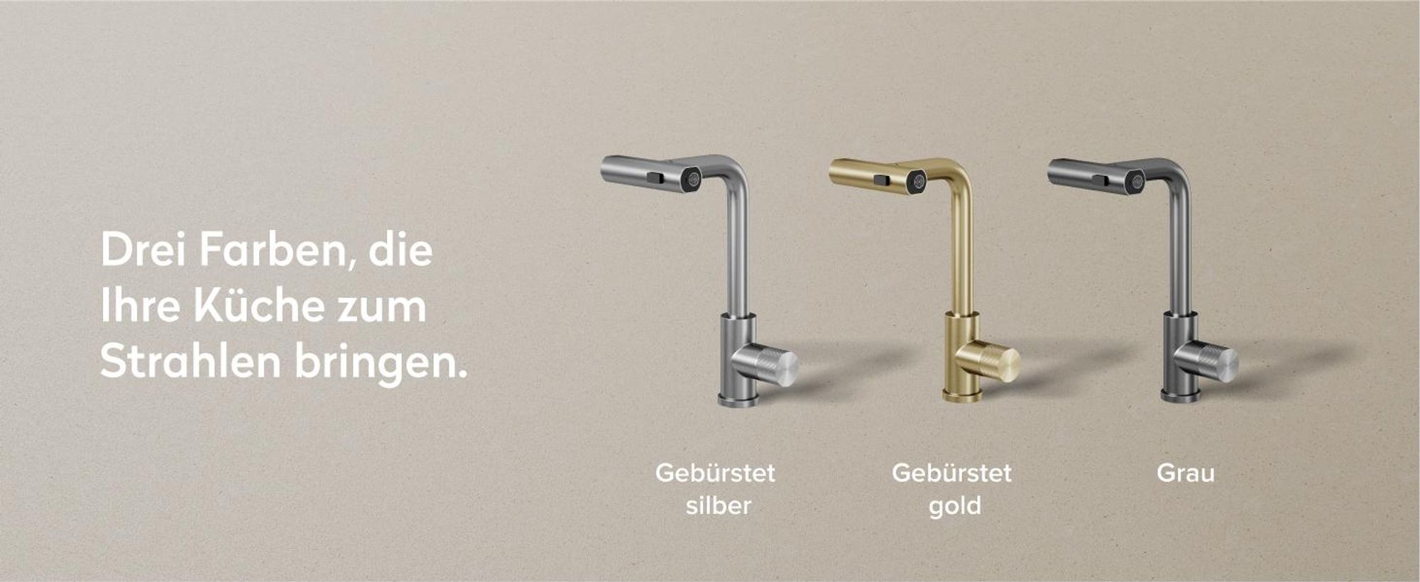 doporro Wasserfall Wasserhahn Küche Hochdruck mit 3 Strahlarten und Einhebel-Mischbatterie, ausziehbare Spültischarmatur Gebürstet silber Turnix-02