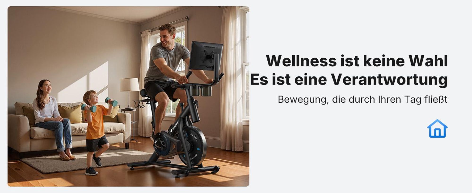 Heimtrainer Fahhrad für Zuhause, leises Fitnessbike mit HD-Screen, Magnetischer Widerstand, 8 Widerstandsstufen, bis 136 KG belastbar