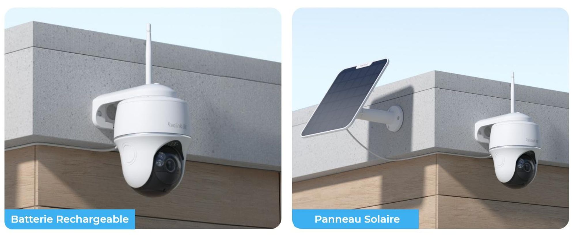 Reolink Argus PT Ultra + panneau solaire, 4K 8MP batterie caméra de surveillance extérieure, 2,4/5GHz WiFi, Pan & Tilt, vision nocturne couleur, détection intelligente, audio 2-voies