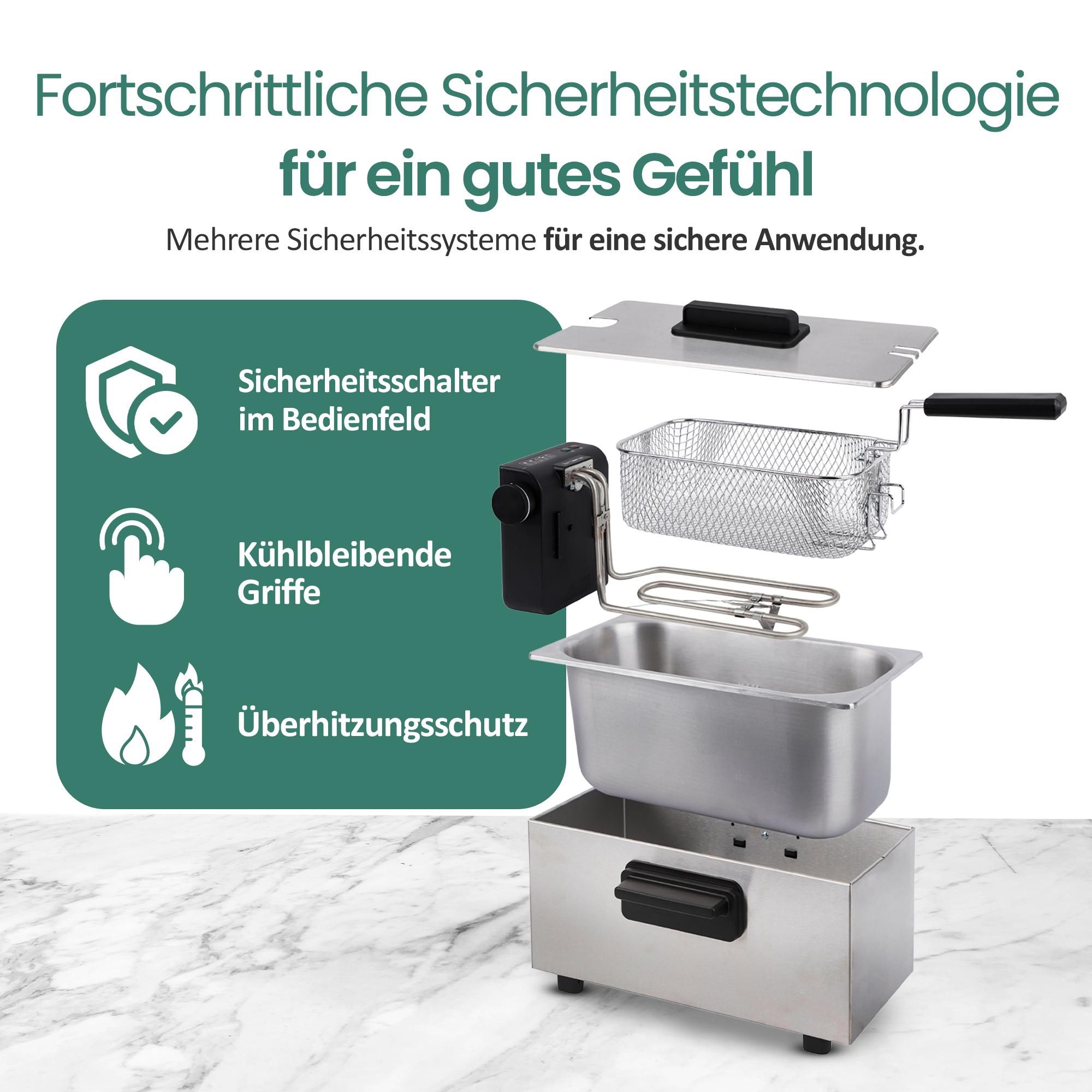 Emerio Fritteuse 3 Liter – einstellbarer Thermostat – Kaltzone – Frittiergerät DF-132653 – Edelstahl - 2000 W