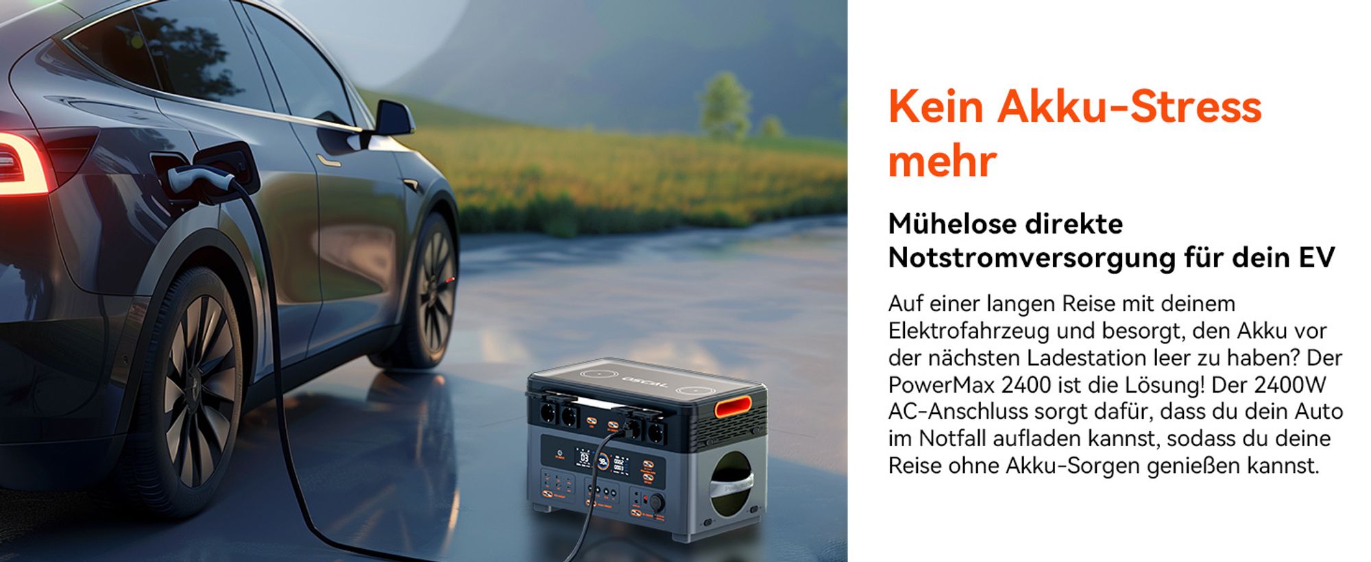 OSCAL PowerMax 2400Pro Oddzielna elektrownia słoneczna 2400W z 2 modułami stereo, mikroinwerterem, 16 złączami + dodatkowy akumulator OSCAL BP 2400Pro, 4032 Wh