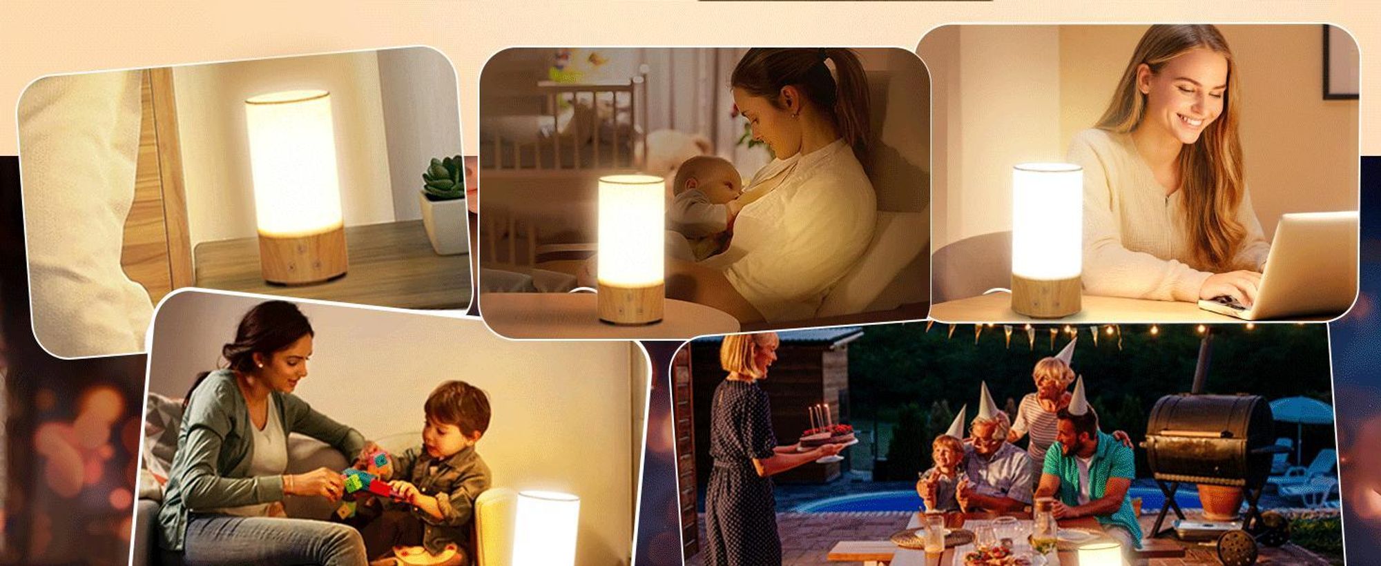 Lichttherapielampe 10.000 Lux mit 3 Farbtemperaturen 5 Helligkeiten Vollspektrum-Lichtholzsockel, runder Flachsstoffschirm Tageslichtlampe
