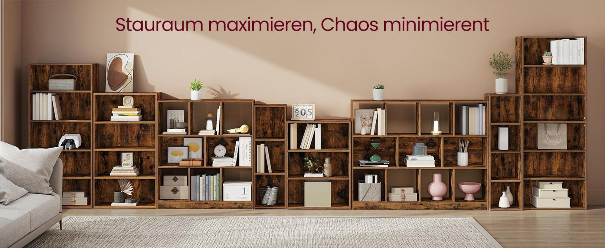 VASAGLE CUSTOS Kollektion - Bücherregal, 4-stöckiges Regal, offenes Aufbewahrungsregal