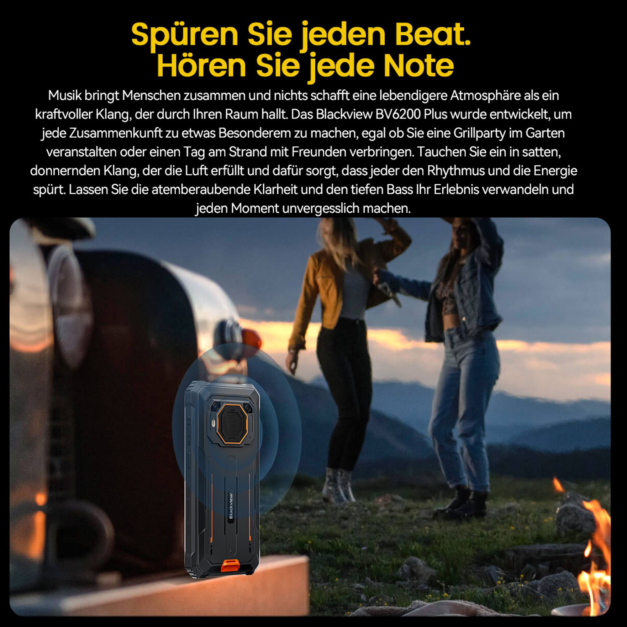 Blackview BV6200 Plus(2025) Outdoor Handy Ohne Vertrag, 11000mAh Akku Android 14 Outdoor smartphone, 24GB+256GB/2TB,98DB Lautsprecher, 6.56" 90Hz,IP69