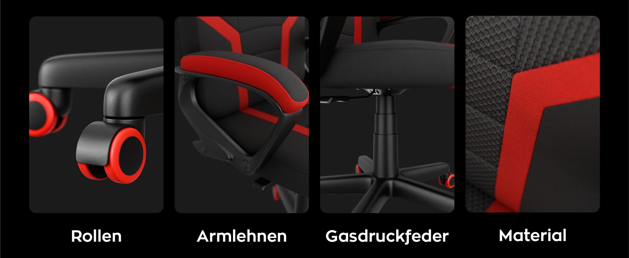 Huzaro Schreibtischstuhl Kinder Ranger 1.0 Gaming Stuhl Racing Sessel Bürostuhl Drehstuhl Gamer bis 130 kg mesh Rot