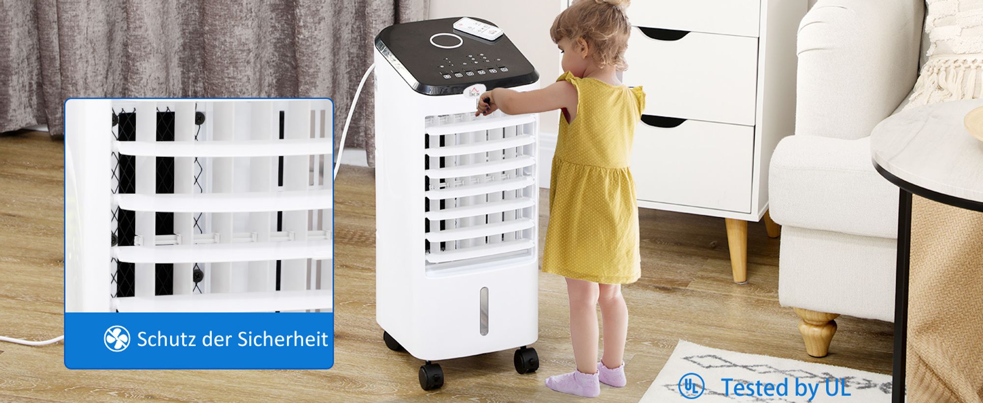 HOMCOM Mobile Luftkühler 3 in 1 Ventilator mit 3 Stufen 60° Oszillation