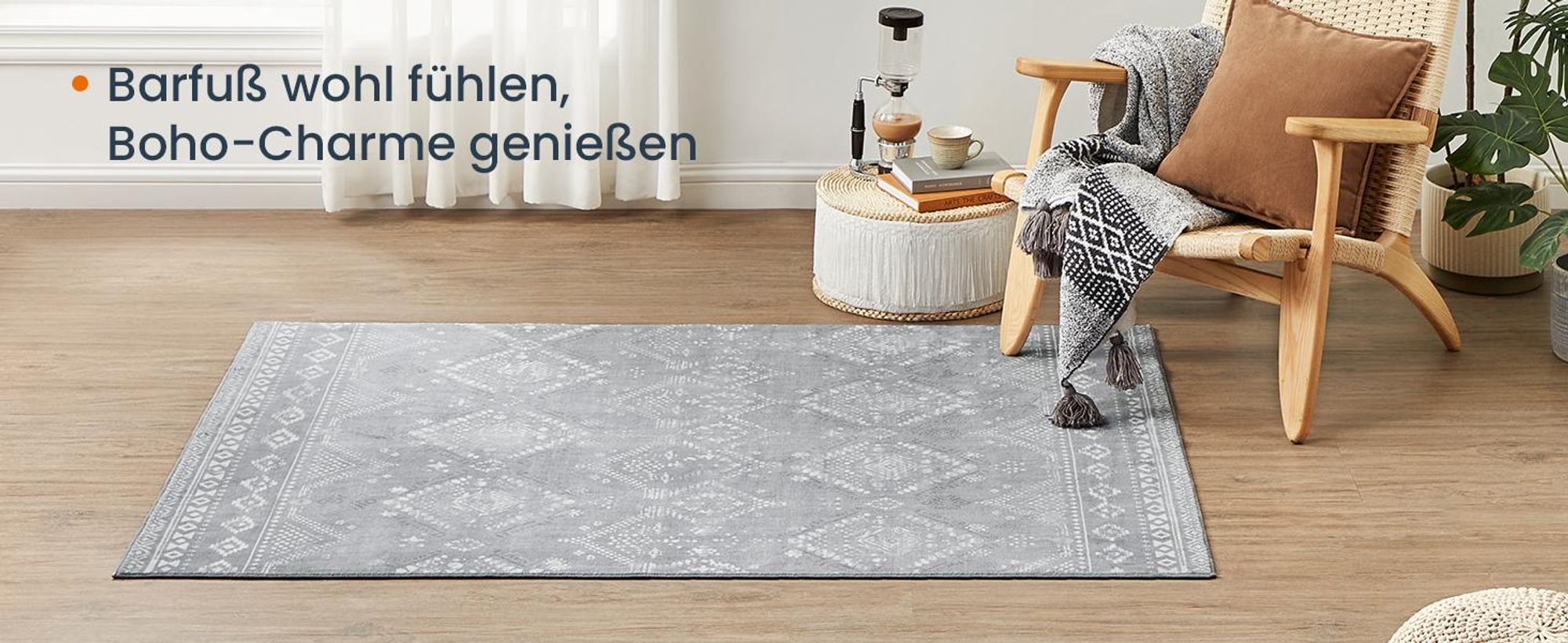 SONGMICS HOME Teppich, 120 x 170 cm, Wohnzimmerteppich, rutschfest, flauschig
