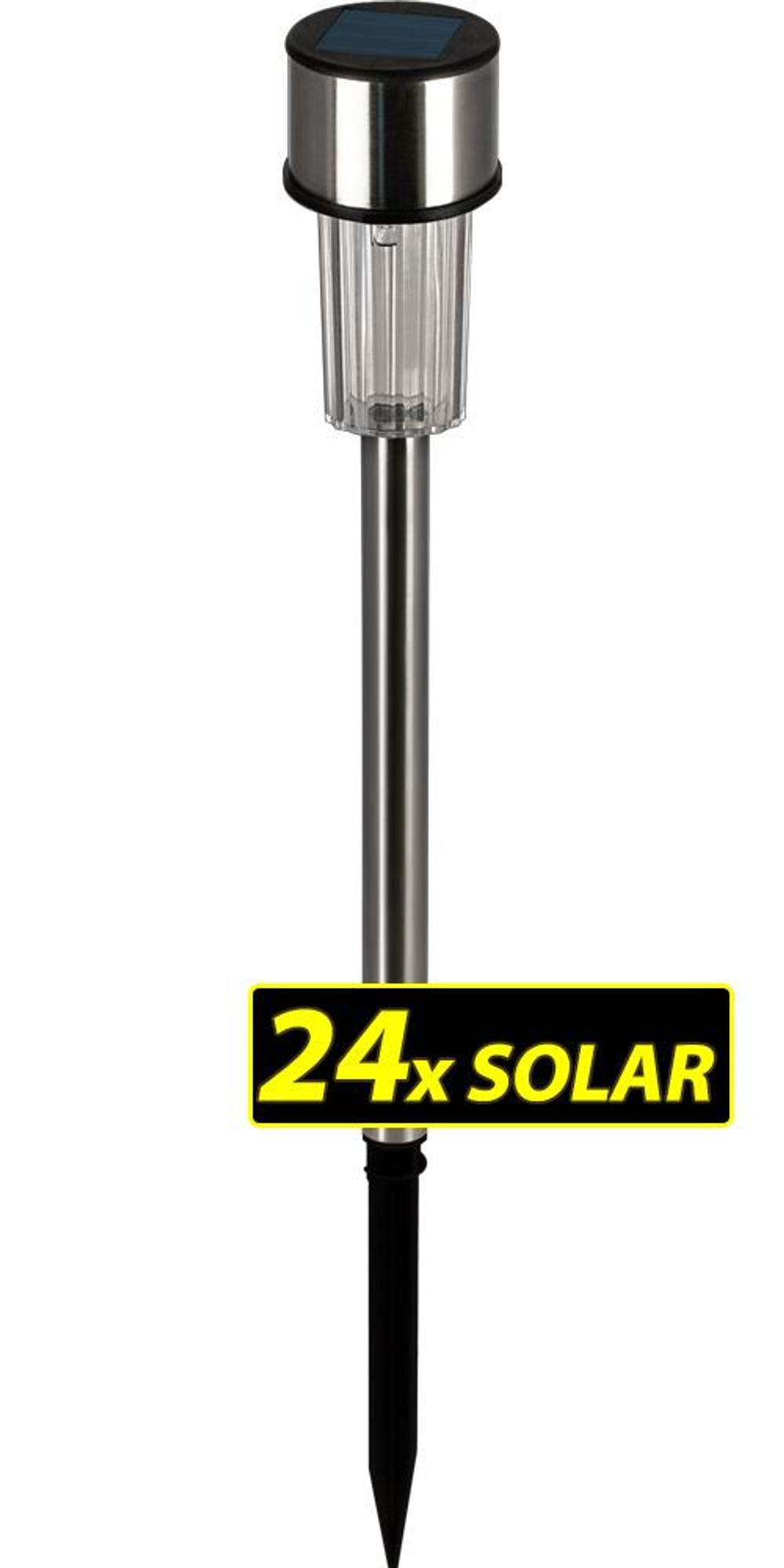 DEUBA® Solarlampe für Außen 8er Set LED Wetterfest IP44 Dämmerungssensor Erdspieß Edelstahl Weiß Solar Garten Leuchte Außenleuchte Balkon Deko