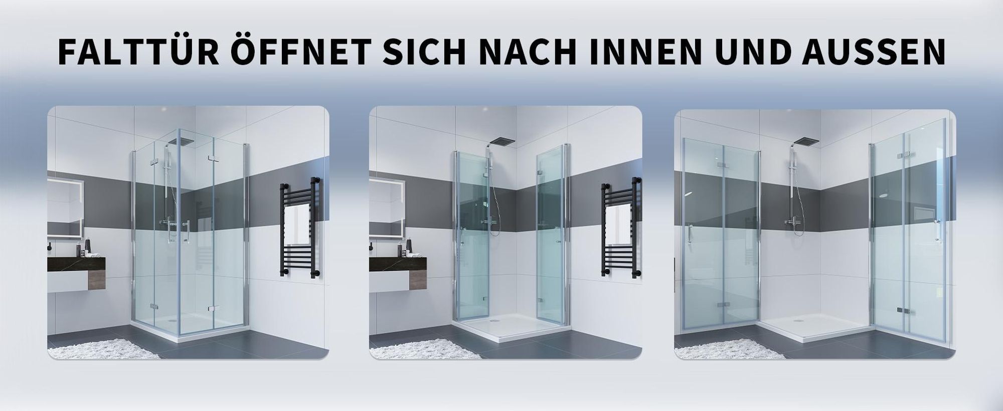 IMPTS Duschkabine Eckeinstieg 75x90 cm 180º Doppel Falttür Falttürkabine 6mm ESG-Nano Glas 195cm,OHNE Duschwanne