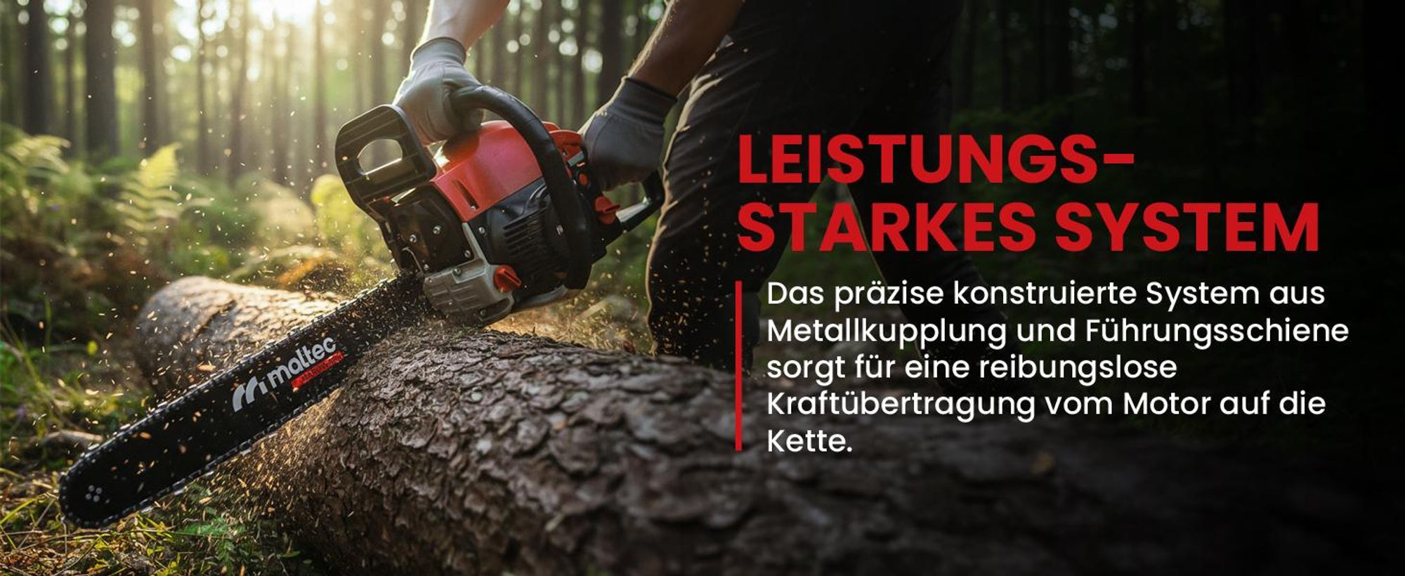 Benzin- Motorsäge- Kettensäge mit Leistungsstarkes System