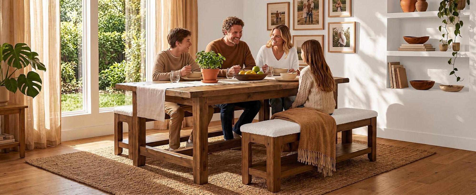 Tribesigns Essbank aus Massivholz, 140 cm, mit stabilem Gestell, gepolsterte Bank im Landhausstil mit 2-stufigem AblagefachEsszimmer, Wohnzimmer, Flur
