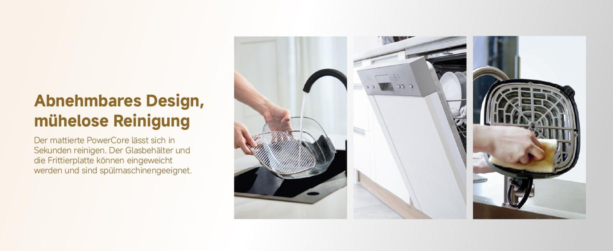 Dreame Tasti AirFryer 5-in-1 Heißluftfritteuse,6mm starkes,tragbares Borosilikatglas,3D-Heißluftzirkulation,spülmaschinenfest,360°Sicht,2.5l+4.5l,Grün