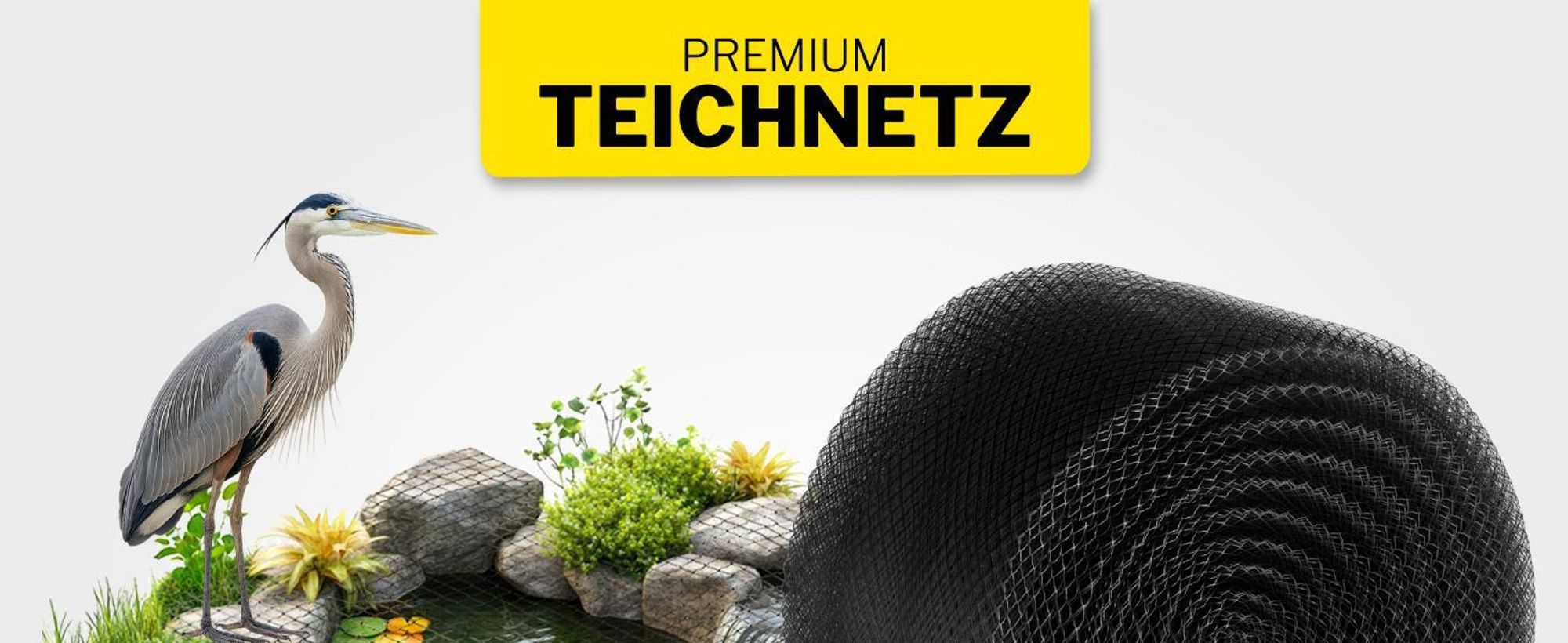Teichnetz feinmaschig - 18 x 18 mm | 5x4 m | Schutznetz gegen Reiher, Laub und Tiere, UV-beständig, inkl. Befestigungsset