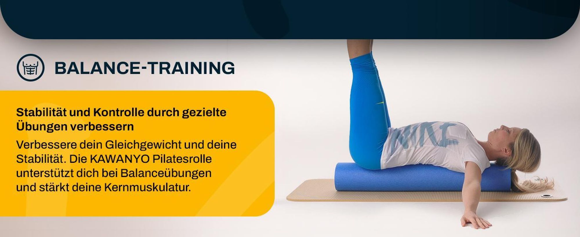 Kawanyo Yoga- & Pilatesrolle 90cm - blau