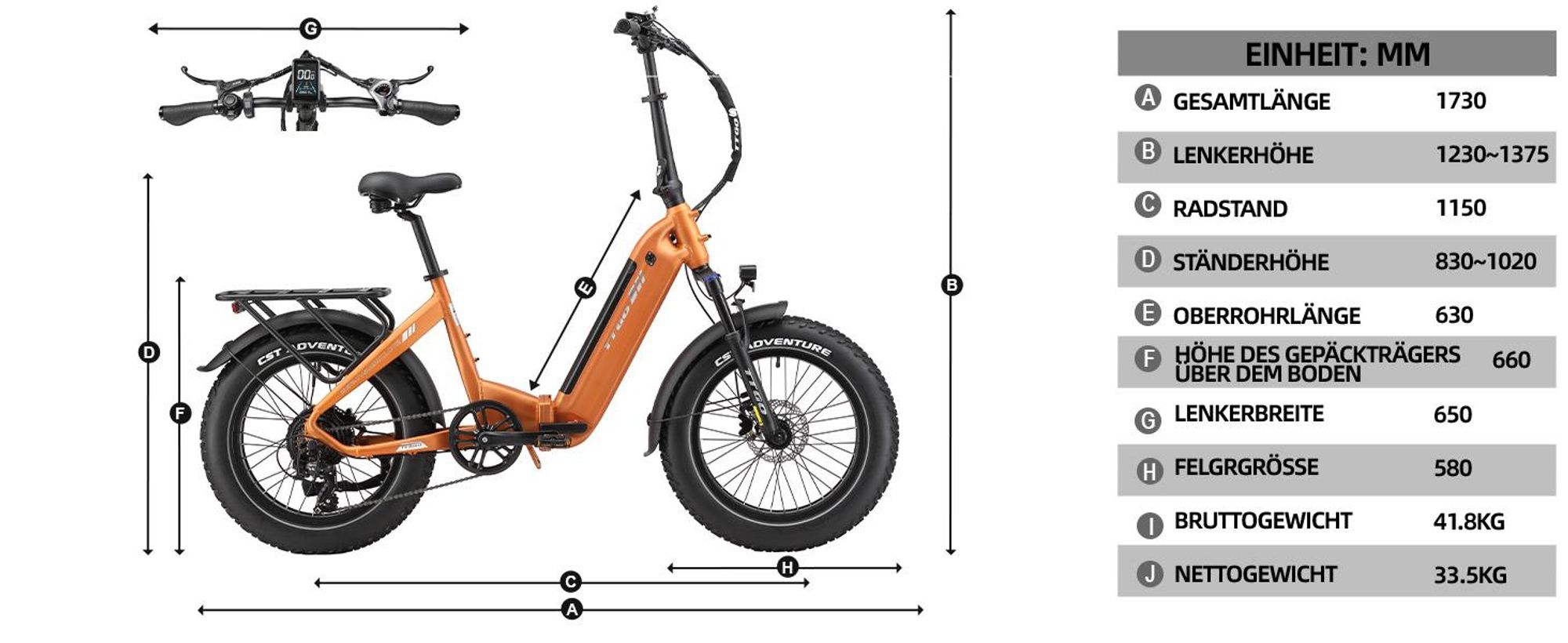 TTGO F6 Boost E-Bike Klapprad 20x4 Zoll, 70Nm Hinterradmotor, 140km, F6B, Drehmomentsensor, 7Gang SHIMANO, Kettenschaltung, 864 Wh,Elektrofahrrad Grau