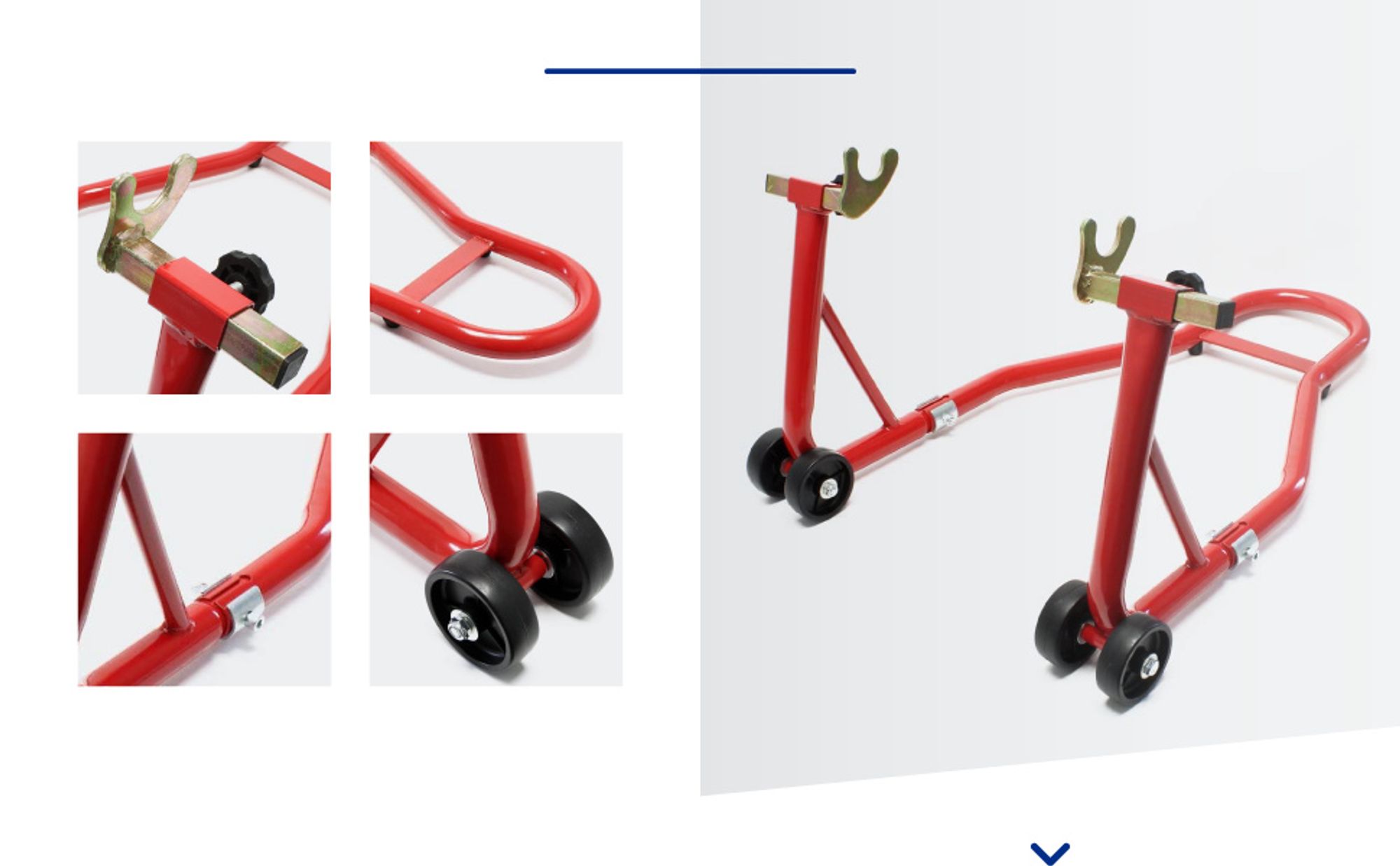 Wiltec Motorradständer hinten für 200-340 mm Reifen, 370 x 325 mm, als Montagehilfe aus Stahl für Hinterrad, Motorradheber bis 450 kg