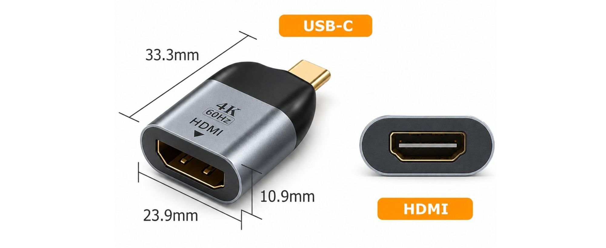 I46 USB-C auf HDMI Adapter Kabel 4K UHD 3D Typ C zu HDMI für Laptop PC Smartphone Tablet TV Monitor Beamer MacBook Samsung Huawei USB-C Video Adapter