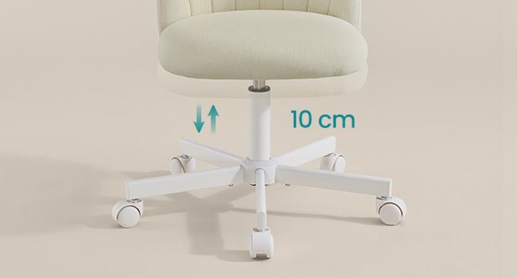 SONGMICS Schminkstuhl, Bürostuhl, Kurzflor-Plüsch-Oberfläche, höhenverstellbar, kompaktes Design, beige