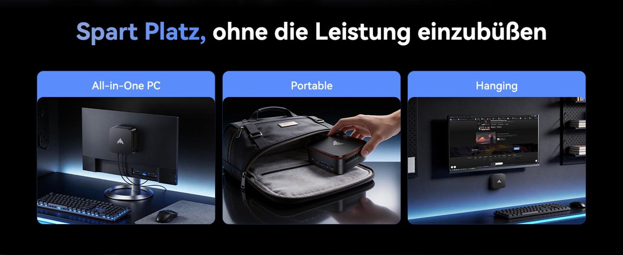 ACEMAGIC P1 Mini PC,AΜD Ryzen R2544 (4C/8T, bis 3,7 GHz) | 8GB DDR4+256GB SSD(max.4TB) | Windows11 Pro | WiFi 5 | BT4.2