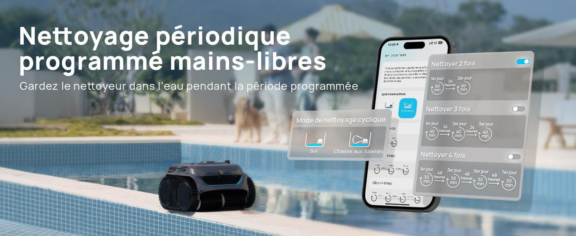 Robot de piscine sans fil WYBOT C2 Vision - Smart Vision Nav, autonomie de 180 minutes,via application, IPX8
