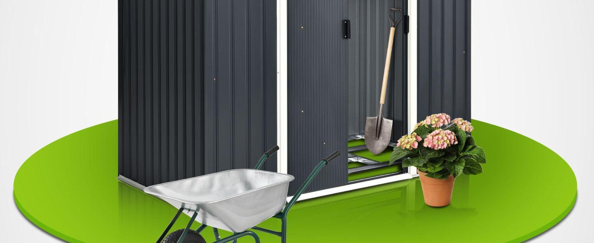 Juskys Metall Gerätehaus M mit Pultdach, Schiebetür & Fundament - 4m³ - Anthrazit