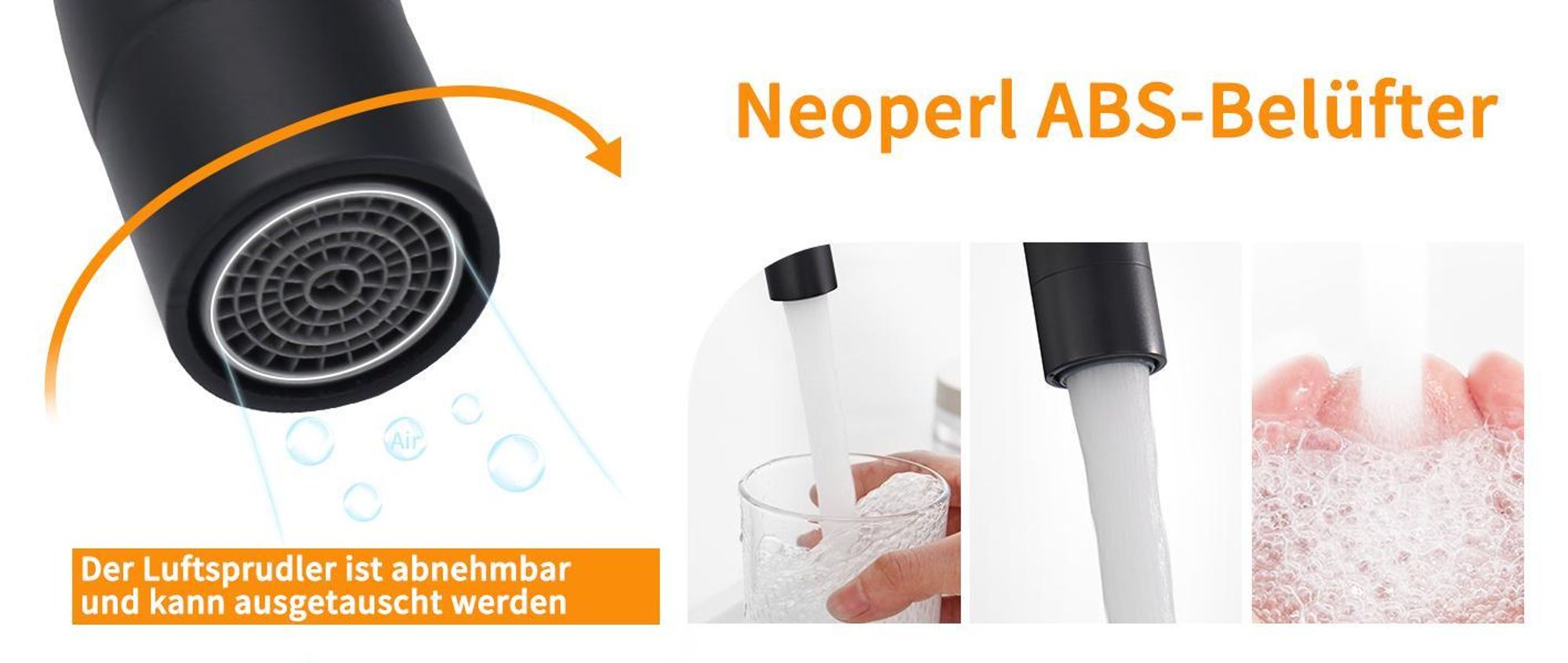 Wasserhahn Küche,Hochdruck Küchenarmatur,Edelstahl Spültischarmatur 360° Schwenkbare,Mischbatterie Armatur,Schwarz Küchenarmaturen，Kitchen Tap