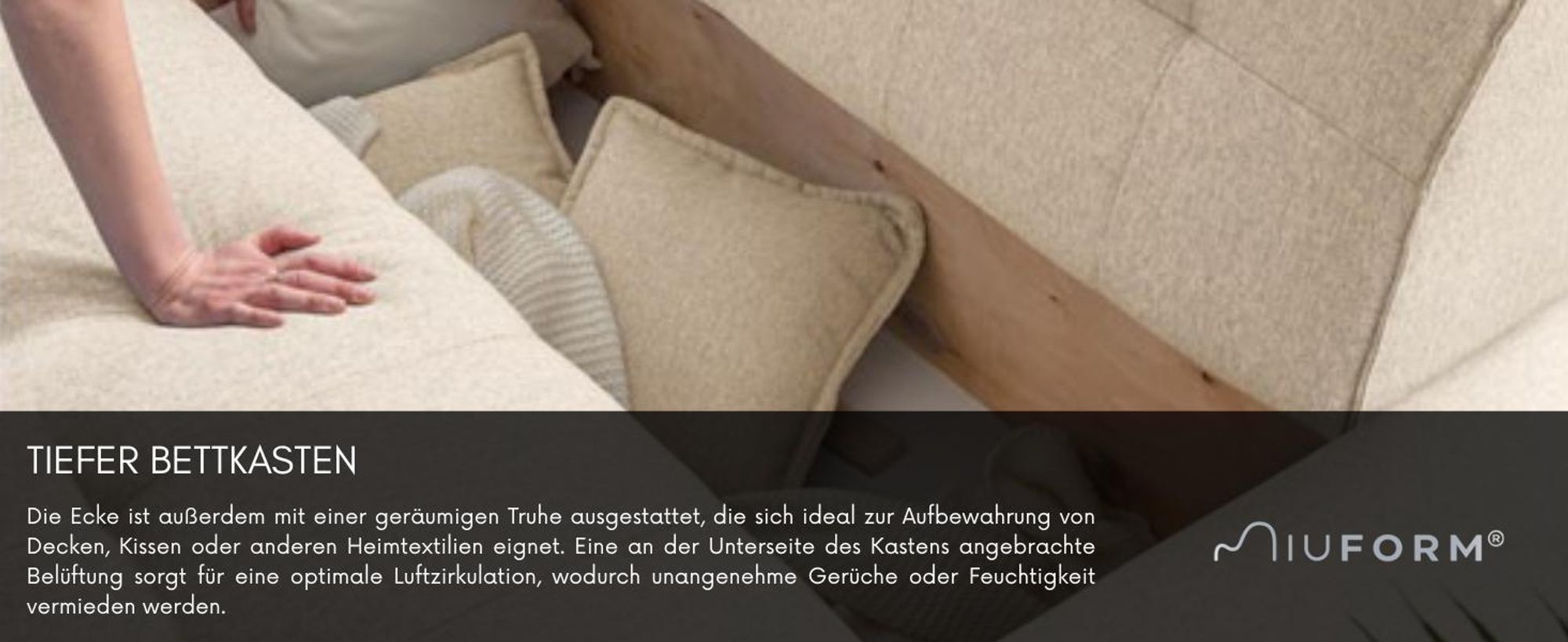 MIUFORM Dazzling Daisy - Ecksofa mit Bettfunktion und Bettkasten Sofa mit seitenverkehrt montierbarer Chaiselongue - 260x164cm - Türkis - Sofa Schlafsofa Couch