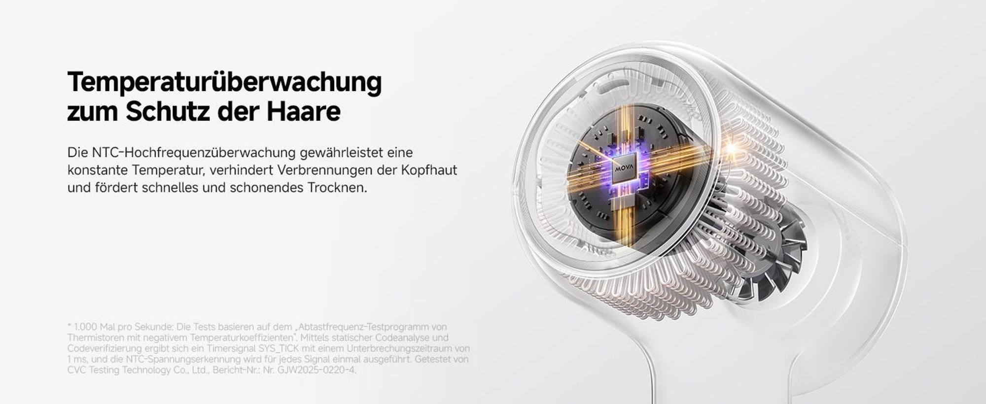 MOVA SHINE 20 Haartrockner Silber – KI-gesteuerte Thermostat-Technologie, gleichmäßige Wärme, schnelle Trocknung & Multi-Styling
