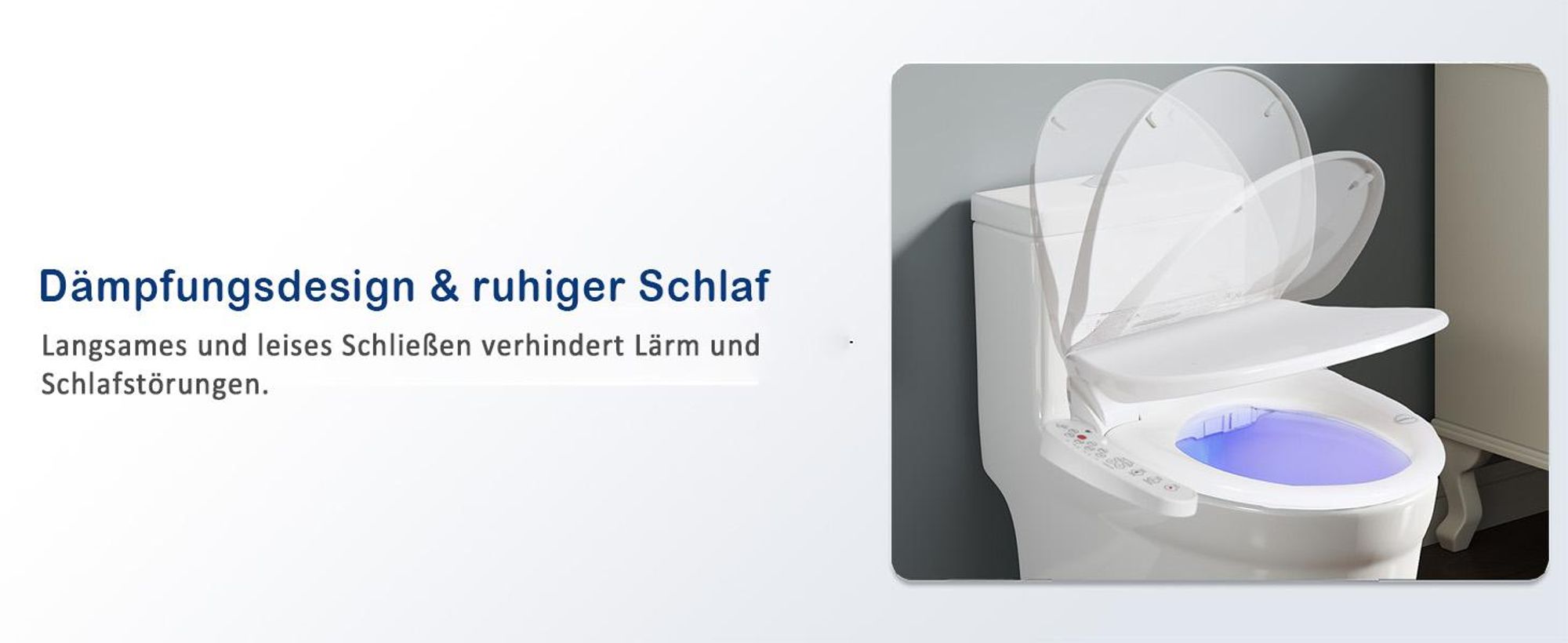 Puluomis WC-Sitze Intelligenter Toilettensitz mit Warmwasser, Warmluft, Heizsitz, Duschfunktion, Trocknung, 4-Temperaturstufen, Nachtlicht lang