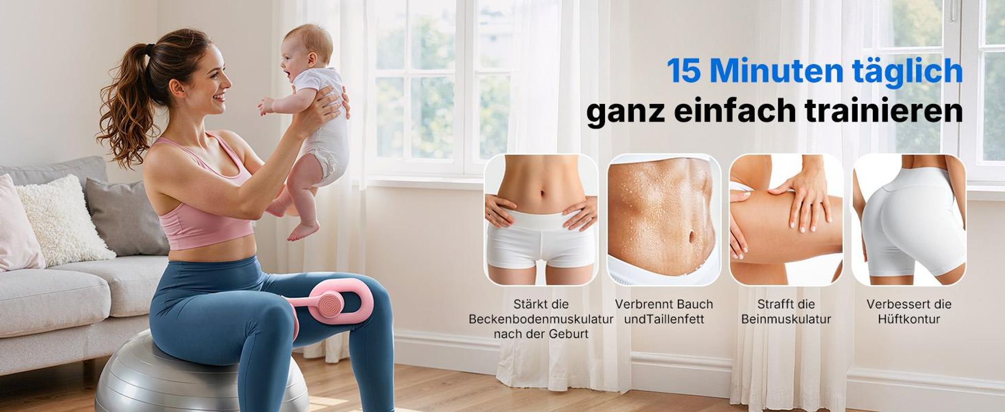 360° drehbarer Beckenboden- & Oberschenkeltrainer – LED-Display, kompakt & tragbar, für Gesäß, Rücken & Arme, Postnatale Rückbildung, Zuhause & Büro