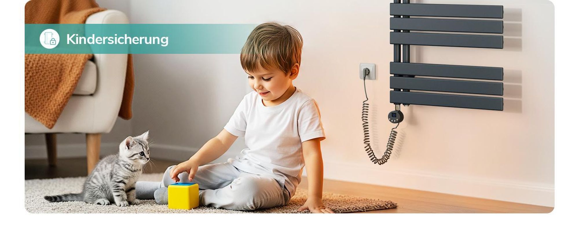 EMKE Badheizkörper Elektrisch mit Wifi App Steurung Thermostat Handtuchwärmer 1320 x 500mm Anthrazit Handtuchhalter 800W Handtuchtrockner